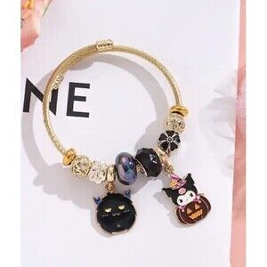 Hello Kitty Anime Halloween Charm Bracelet￼ Pumpkin Black Cat Iridescent…